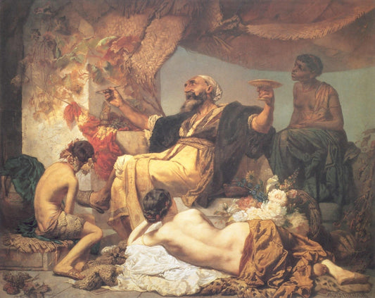 Hafis vor der Schenke, vintage artwork by Anselm Feuerbach, 12x8" (A4) Poster