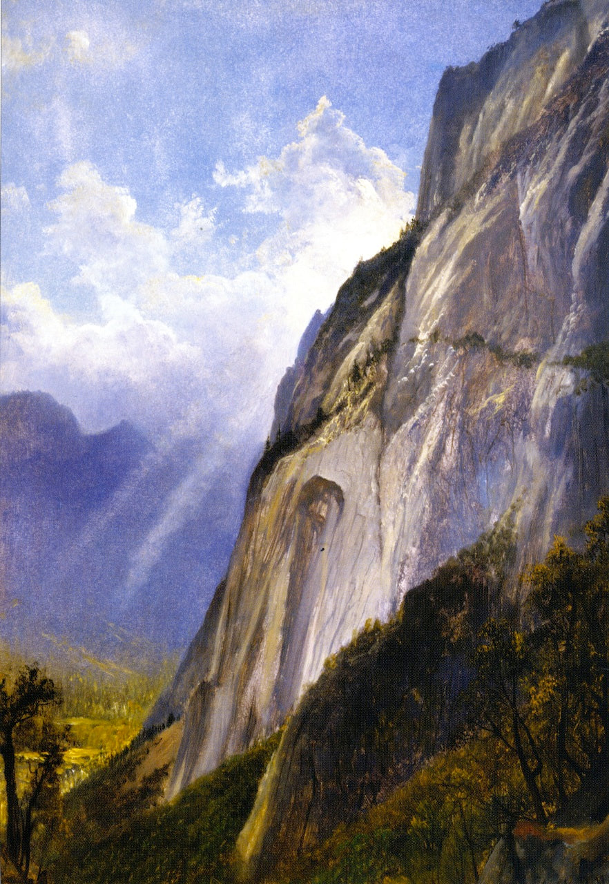 Yosemite Valley from a Cliff, vintage artwork by Gilbert Munger, 12x8" (A4) Poster