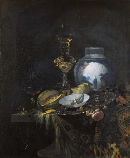 Still Life with Chinese Vase, vintage artwork by Willem Kalf, 12x8" (A4) Poster