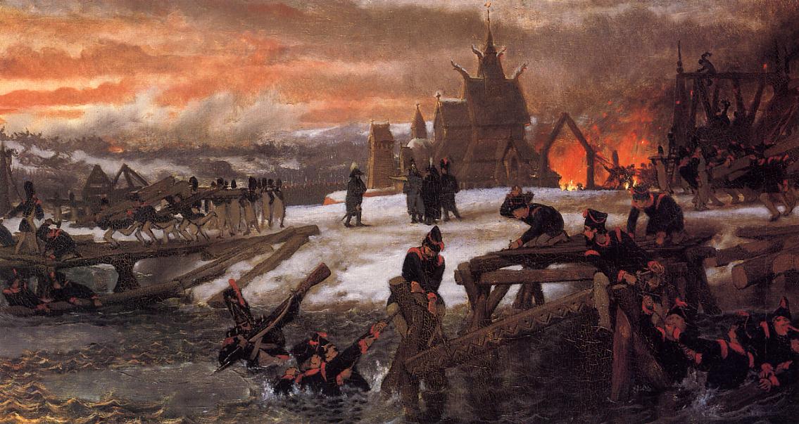 The Crossing of the River Berizina - 1812, vintage artwork by Sir Lawrence Alma-Tadema, 12x8" (A4) Poster