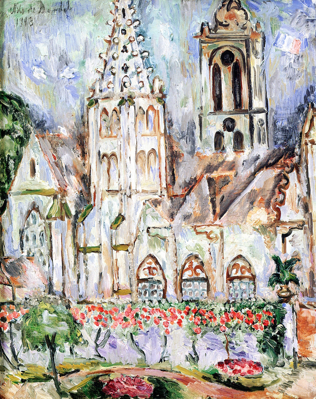 Eglise Saint Jean in Senlis, vintage artwork by Nils Dardel, 12x8" (A4) Poster