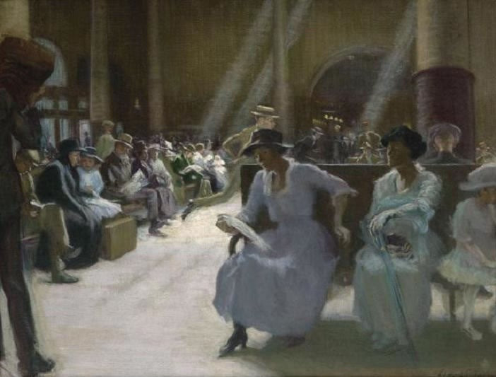 In the Station Waiting Room, Boston by Edmund Tarbell,A3(16x12")Poster