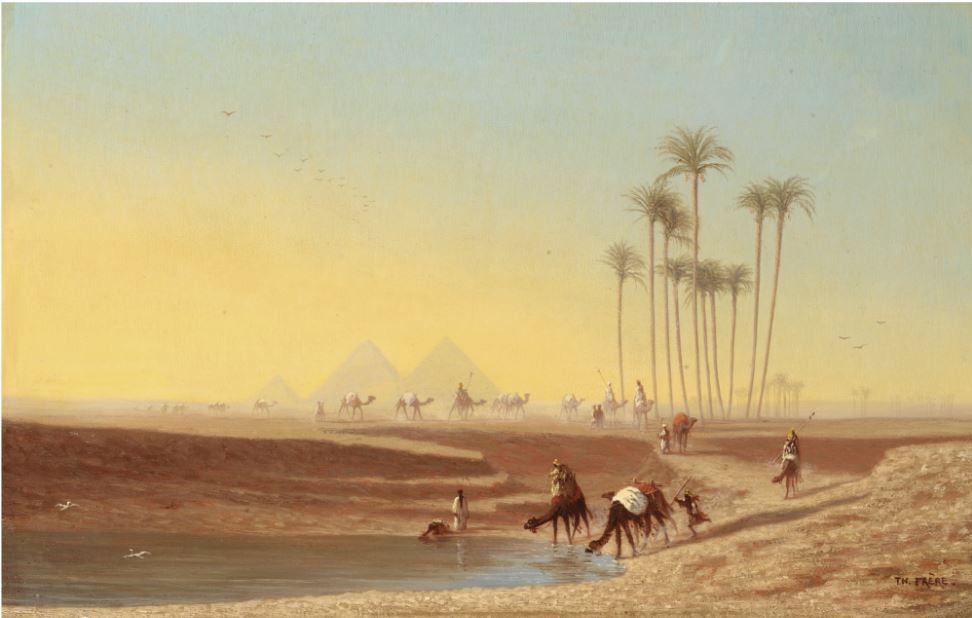 Oasis at the Pyramids, vintage artwork by Charles Theodore Frère, A3 (16x12") Poster Print