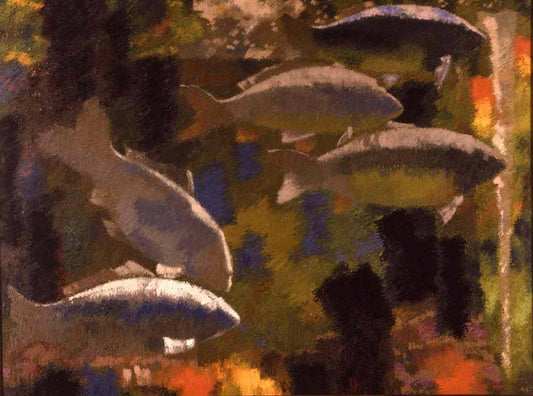 Grey Fish, vintage artwork by Augusto Giacometti, 12x8" (A4) Poster