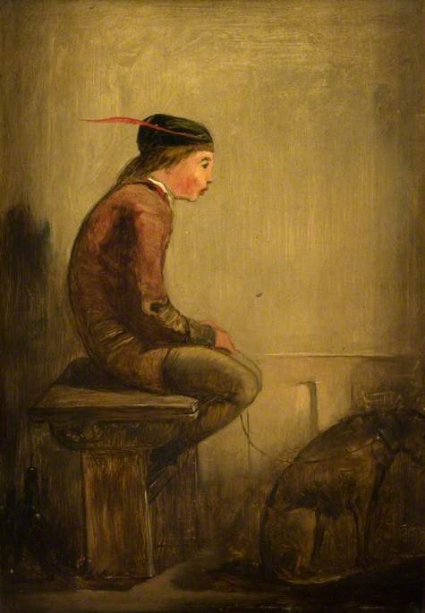 Launce and his Dog, vintage artwork by Edward Lear, A3 (16x12") Poster Print