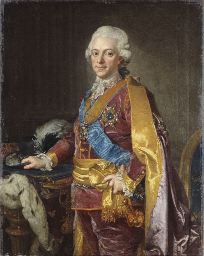 Gustav III, King of Sweden, vintage artwork by Lorens Pasch the Younger, 12x8" (A4) Poster