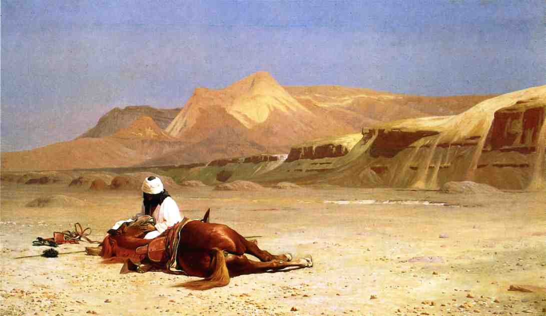 An Arab and His Horse in the Desert, vintage artwork by Jean-Leon Gerôme, 12x8" (A4) Poster