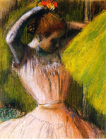 Ballet Corps Member Fixing Her Hair, vintage artwork by Edgar Degas, 12x8" (A4) Poster