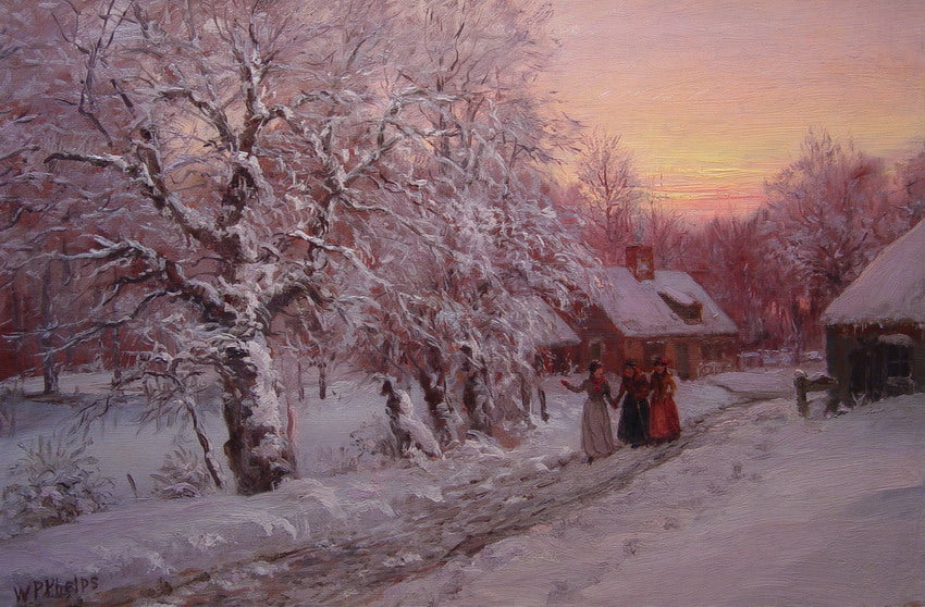 Late Afternoon, a Winter Day, vintage artwork by William Preston Phelps, 12x8" (A4) Poster