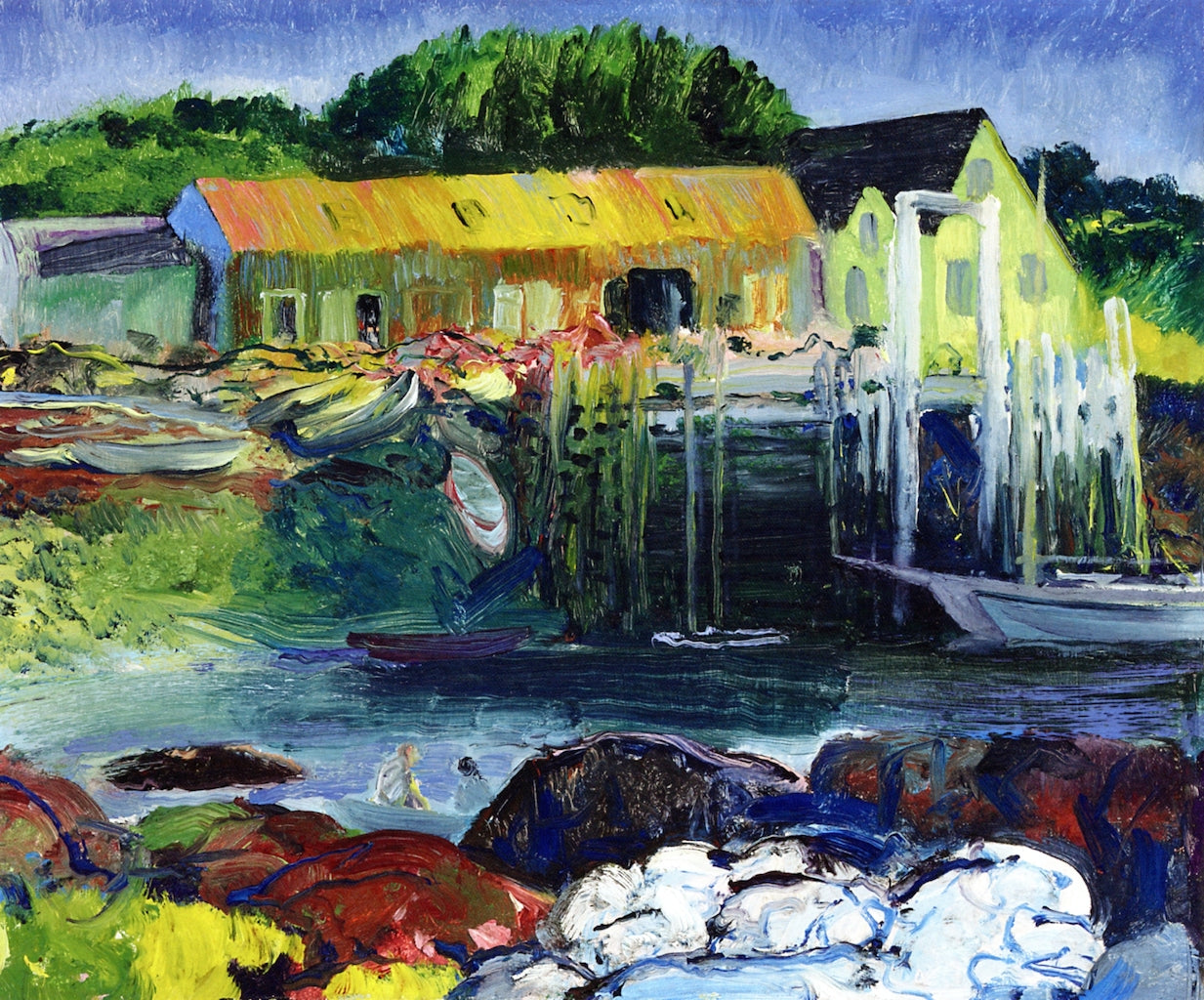 Criehaven Wharf, vintage artwork by George Wesley Bellows, 12x8" (A4) Poster