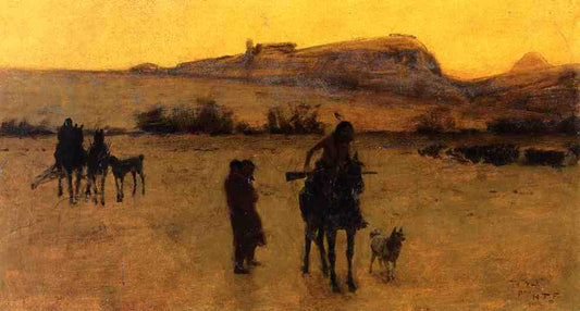 Study for "Danger", vintage artwork by Henry F. Farny, 12x8" (A4) Poster