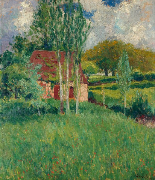 Barn in Summer, vintage artwork by Robert Vonnoh, 12x8" (A4) Poster