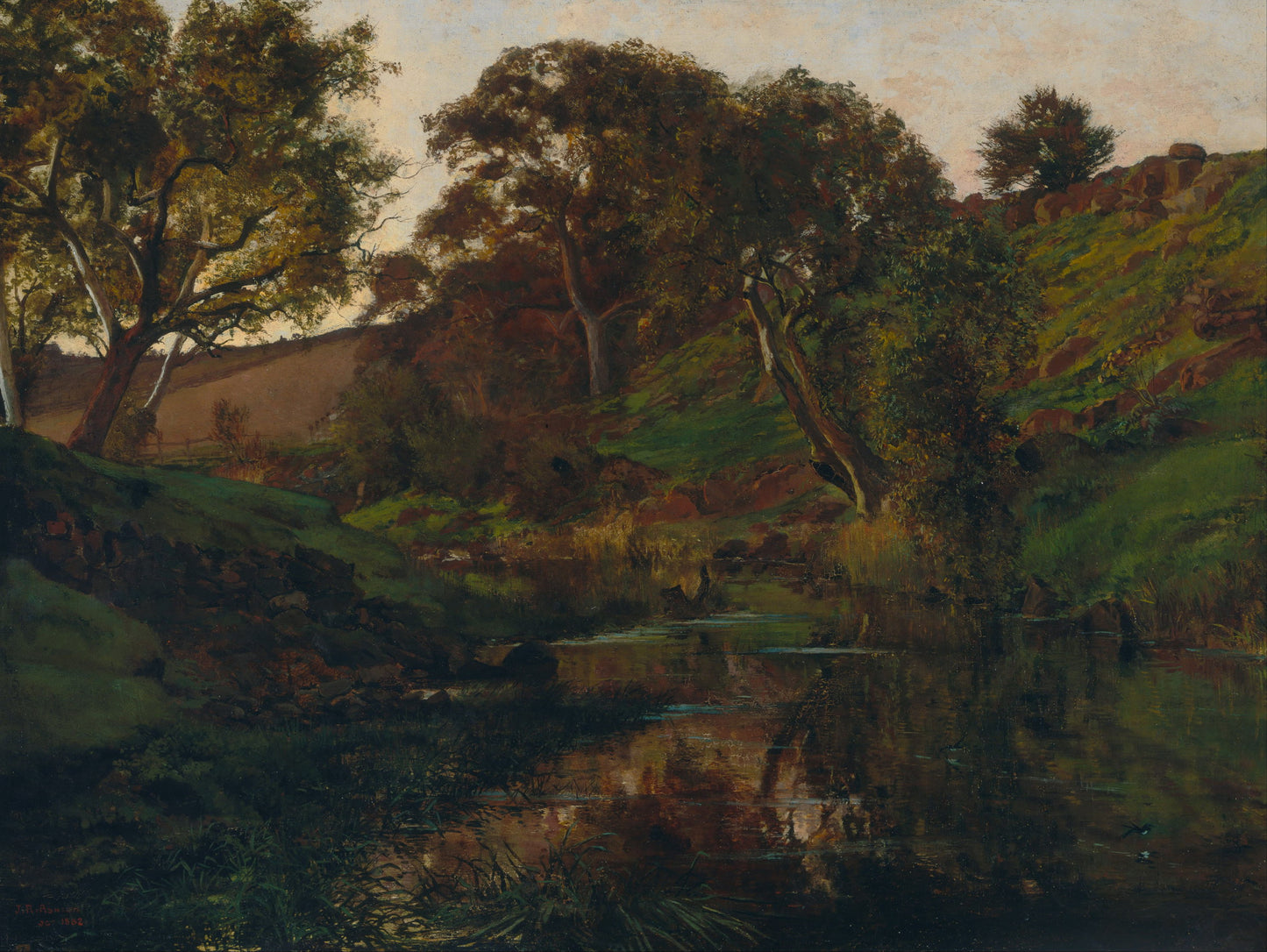 Evening, Merri Creek, vintage artwork by Julian Rossi Ashton, 12x8" (A4) Poster