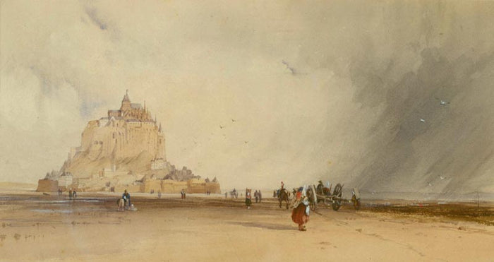 Mont Saint-Michel, vintage artwork by Richard Parkes Bonington, A3 (16x12