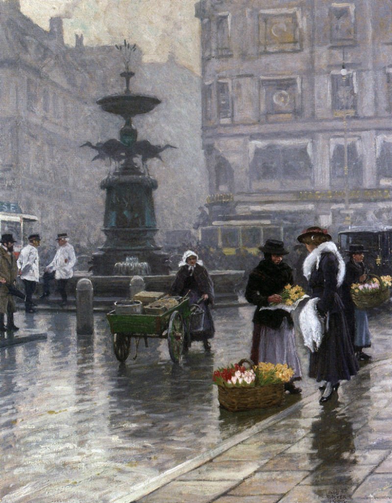 The Storkespringvandet in Amagertorv by Paul-Gustave Fischer,A3(16x12")Poster