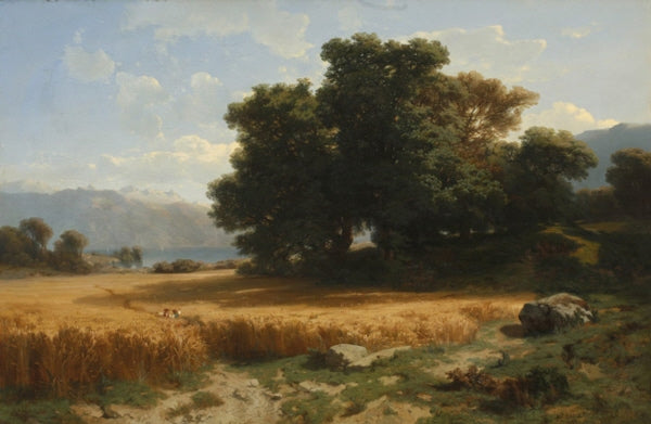 Field at Evian, vintage artwork by Alexandre Calame, A3 (16x12") Poster Print