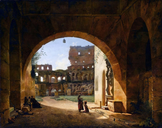 Interior View of the Colosseum in Rome, vintage artwork by François-Marius Granet, 12x8" (A4) Poster