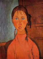 Girl with Pigtails, vintage artwork by Amedeo Modigliani, 12x8" (A4) Poster