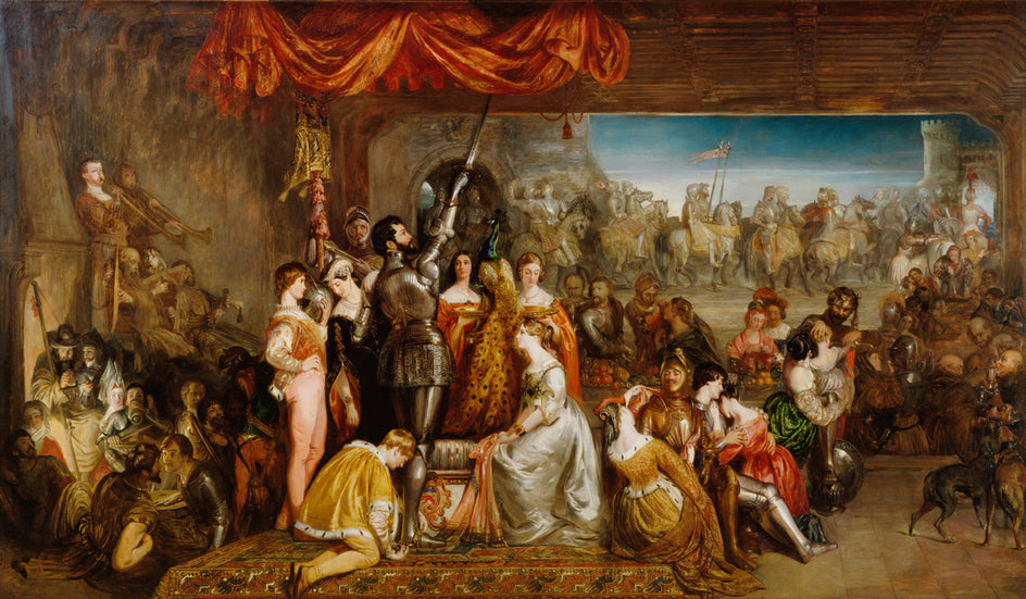 The Chivalric Vow of the Ladies of the Peacock, vintage artwork by Daniel Maclise, R.A., A3 (16x12") Poster Print
