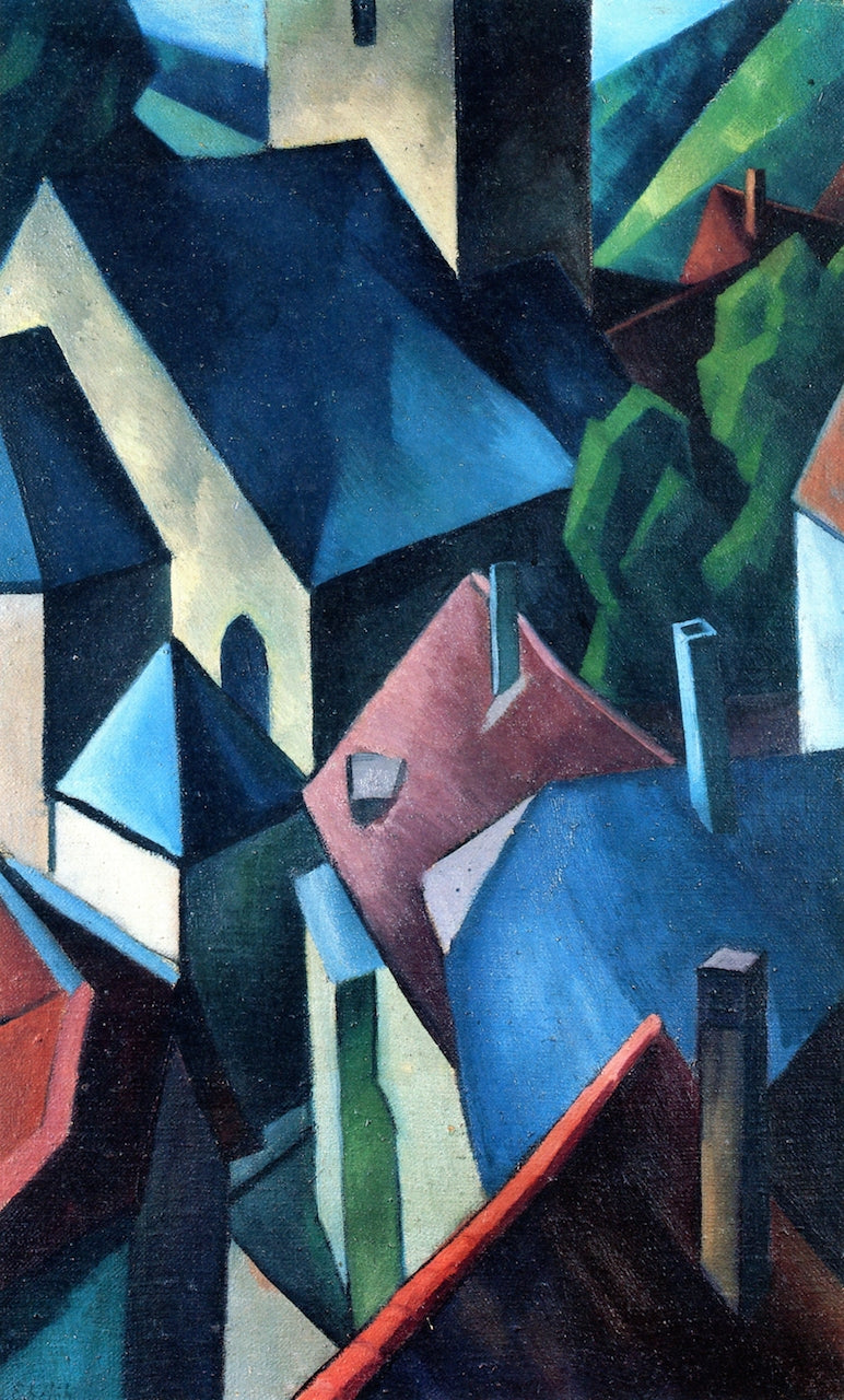 Warburg Rooftops, vintage artwork by Adolf Erbslöh, 12x8" (A4) Poster