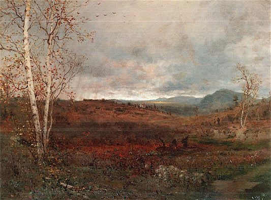 Grey Day in Hill Country, vintage artwork by Jervis McEntee, 12x8" (A4) Poster