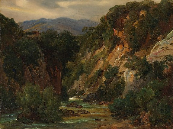 The Aniene River at Subiaco, vintage artwork by Andre Giroux, A3 (16x12") Poster Print