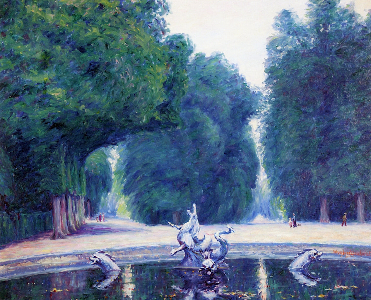 A Fountain at Versailles, vintage artwork by Wynford Dewhurst, 12x8" (A4) Poster