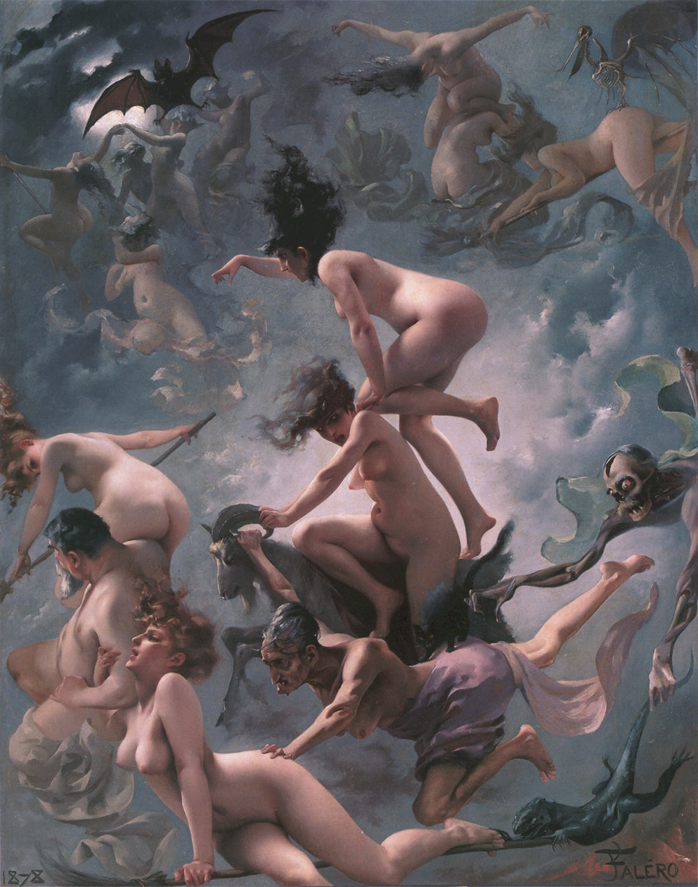 Faust's Vision, vintage artwork by Luis Ricardo Falero, 12x8" (A4) Poster