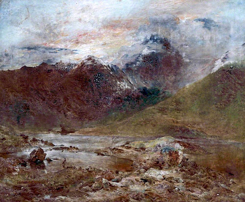 Llyn Llydaw, Snowdon, vintage artwork by William Huggins, A3 (16x12") Poster Print