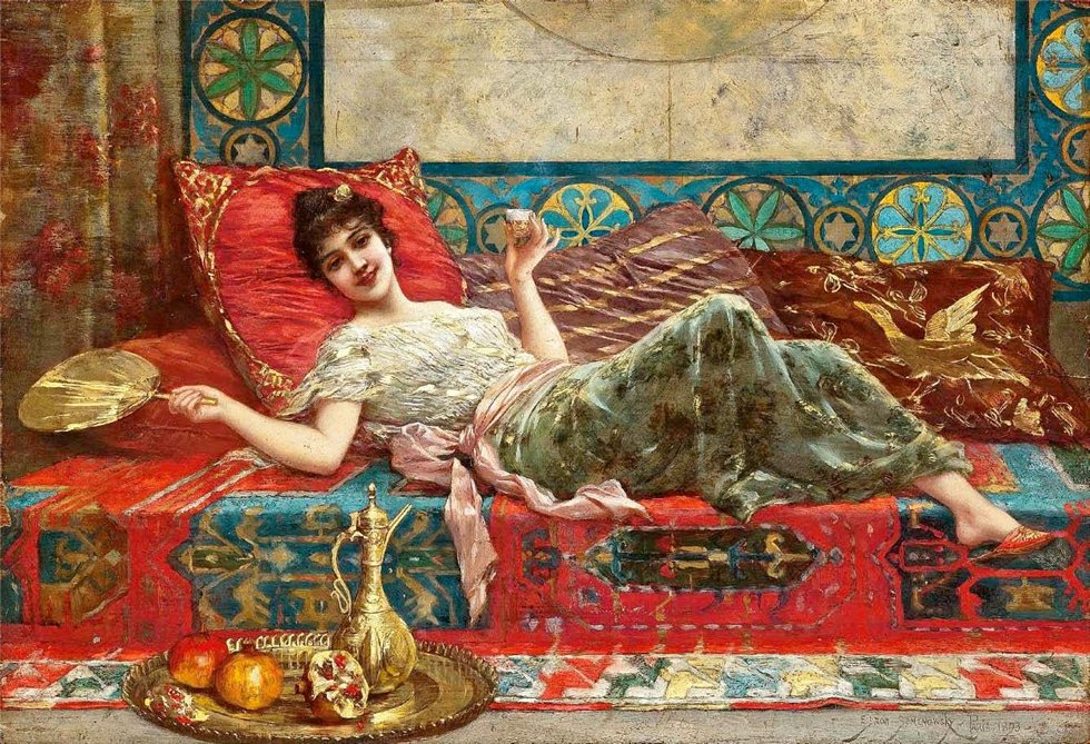 Refreshments in the Harem by Emile Eisman-Semenowsky,A3(16x12")Poster