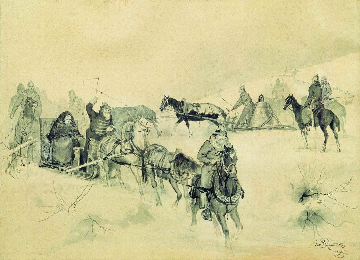 The Ride of Marfa Posadnitsa by Andrei Petrovich Riabushkin,A3(16x12")Poster