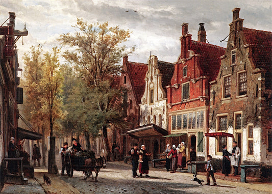 View of the Westerstratt, Enkhuizen, vintage artwork by Cornelis Springer, A3 (16x12") Poster Print
