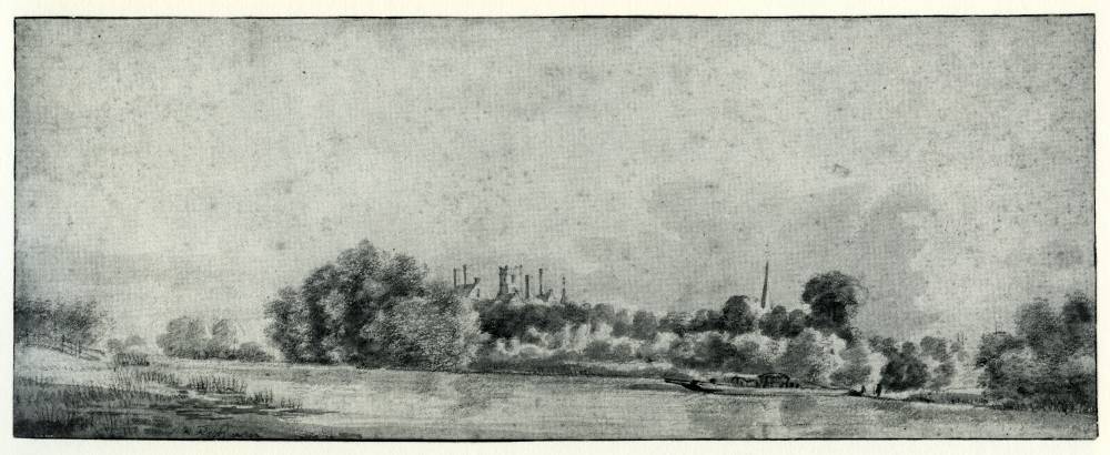 Kasteel Spijk in Spijk, vintage artwork by Roelant Roghman, 12x8" (A4) Poster