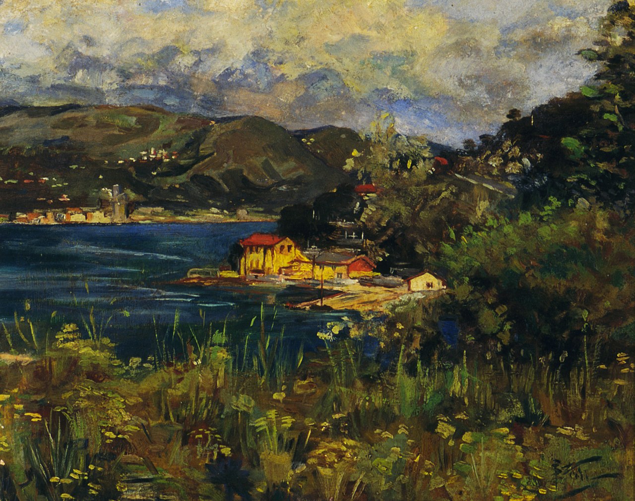 Bay landscape by Girolamo Pieri Pecci Ballati Nerli,A3(16x12")Poster