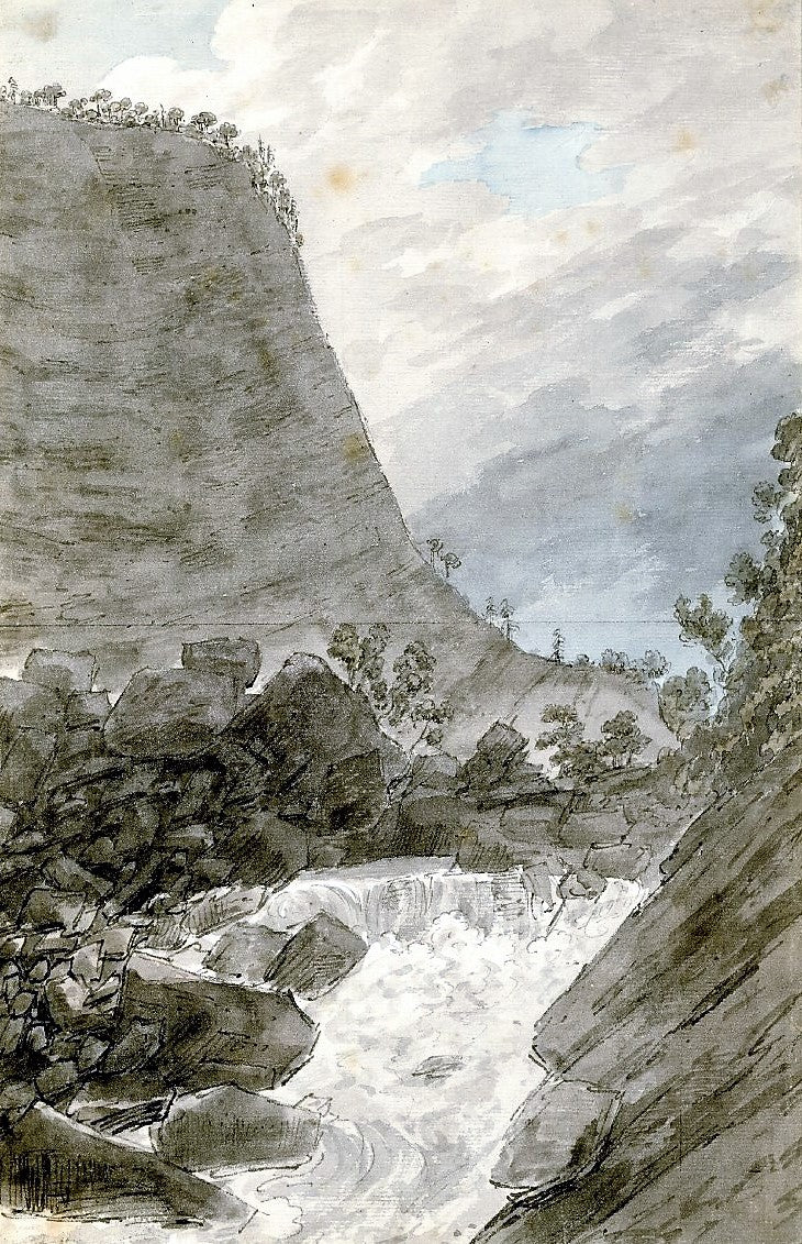 Near the Valley of Ober-hasli, vintage artwork by John Robert Cozens, 12x8" (A4) Poster