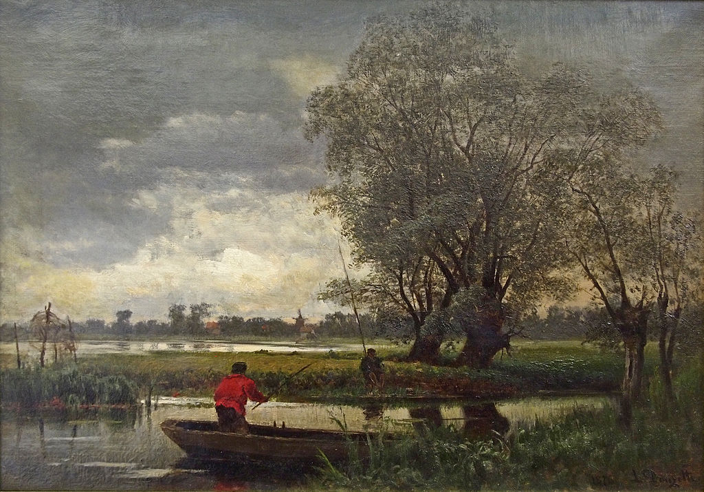 Angler in Prerow, vintage artwork by Louis Douzette, 12x8" (A4) Poster