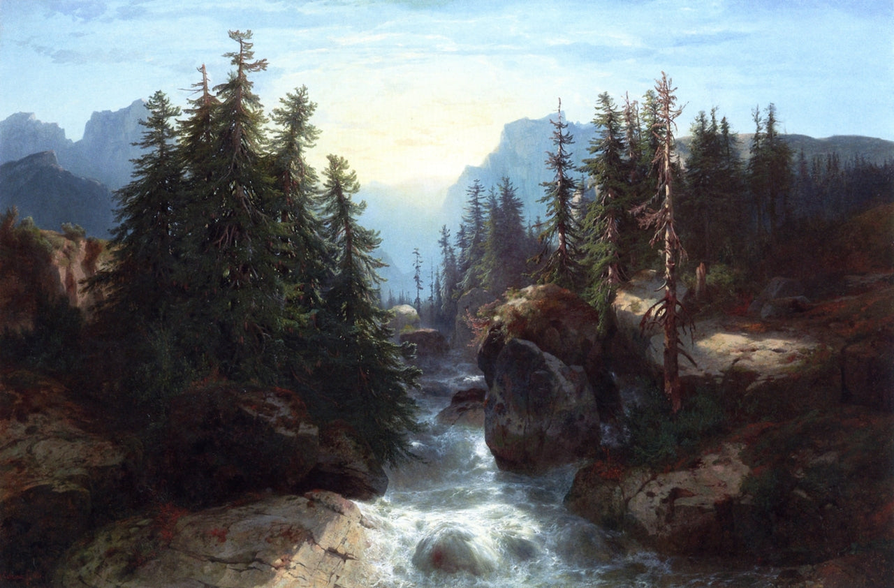 Alpine Torrent, Remembering the Scheidegg, vintage artwork by Alexandre Calame, A3 (16x12") Poster Print