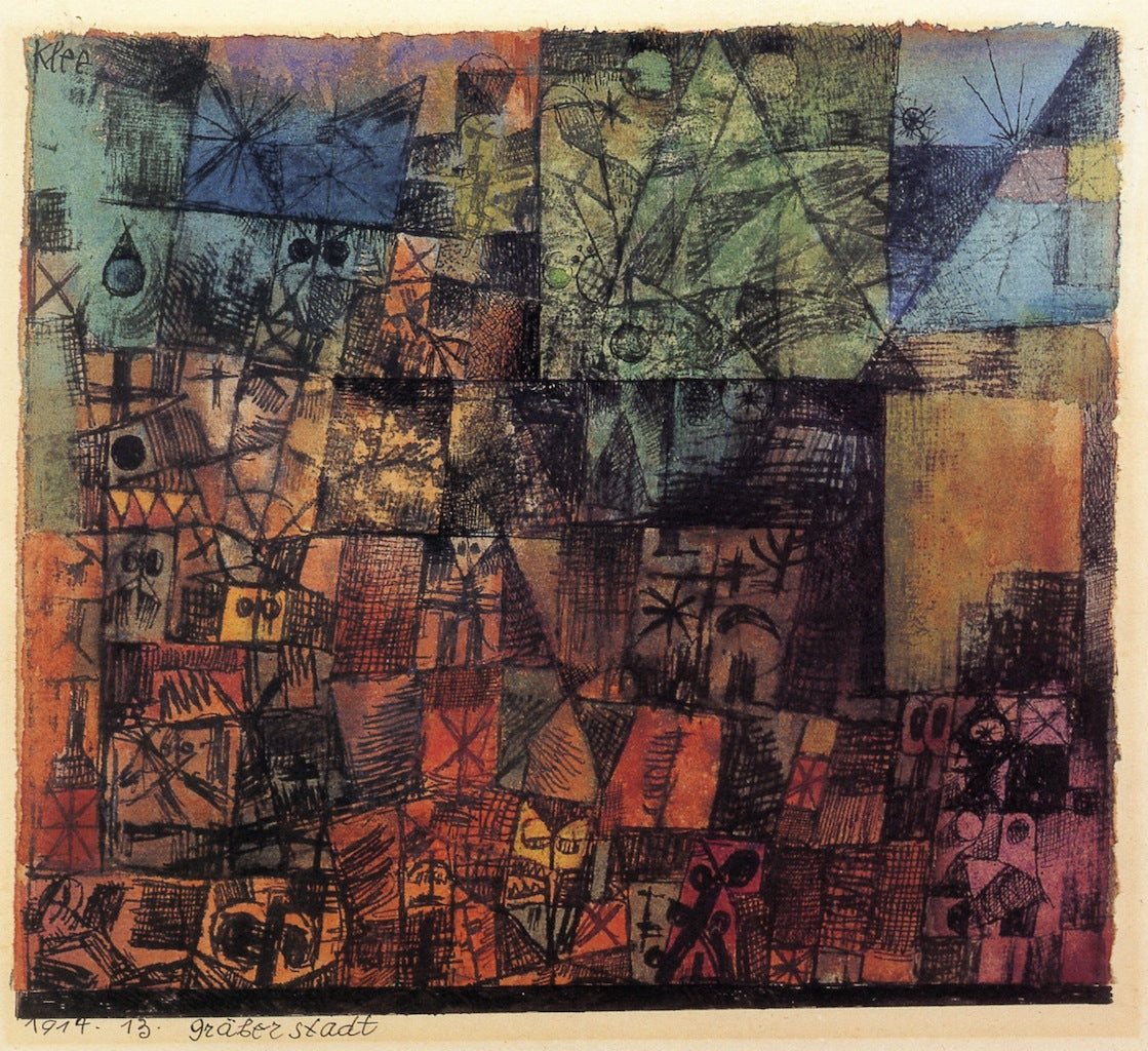 City of Tombs, vintage artwork by Paul Klee, 12x8" (A4) Poster