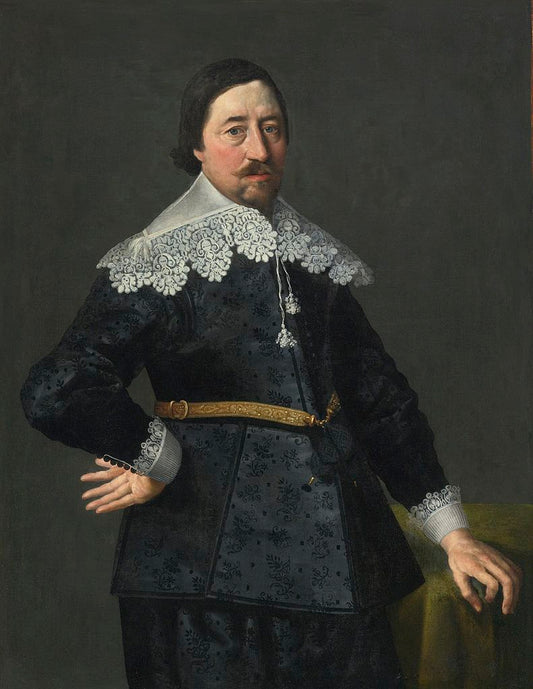 Portrait of a Gentleman, Possibly Nicholas Edgar, vintage artwork by Thomas de Keyser, 12x8" (A4) Poster