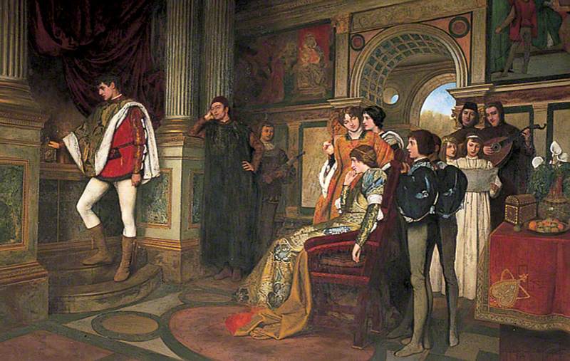The Casket Scene from the Merchant of Venice, vintage artwork by Sir James Dromgole Linton, 12x8" (A4) Poster