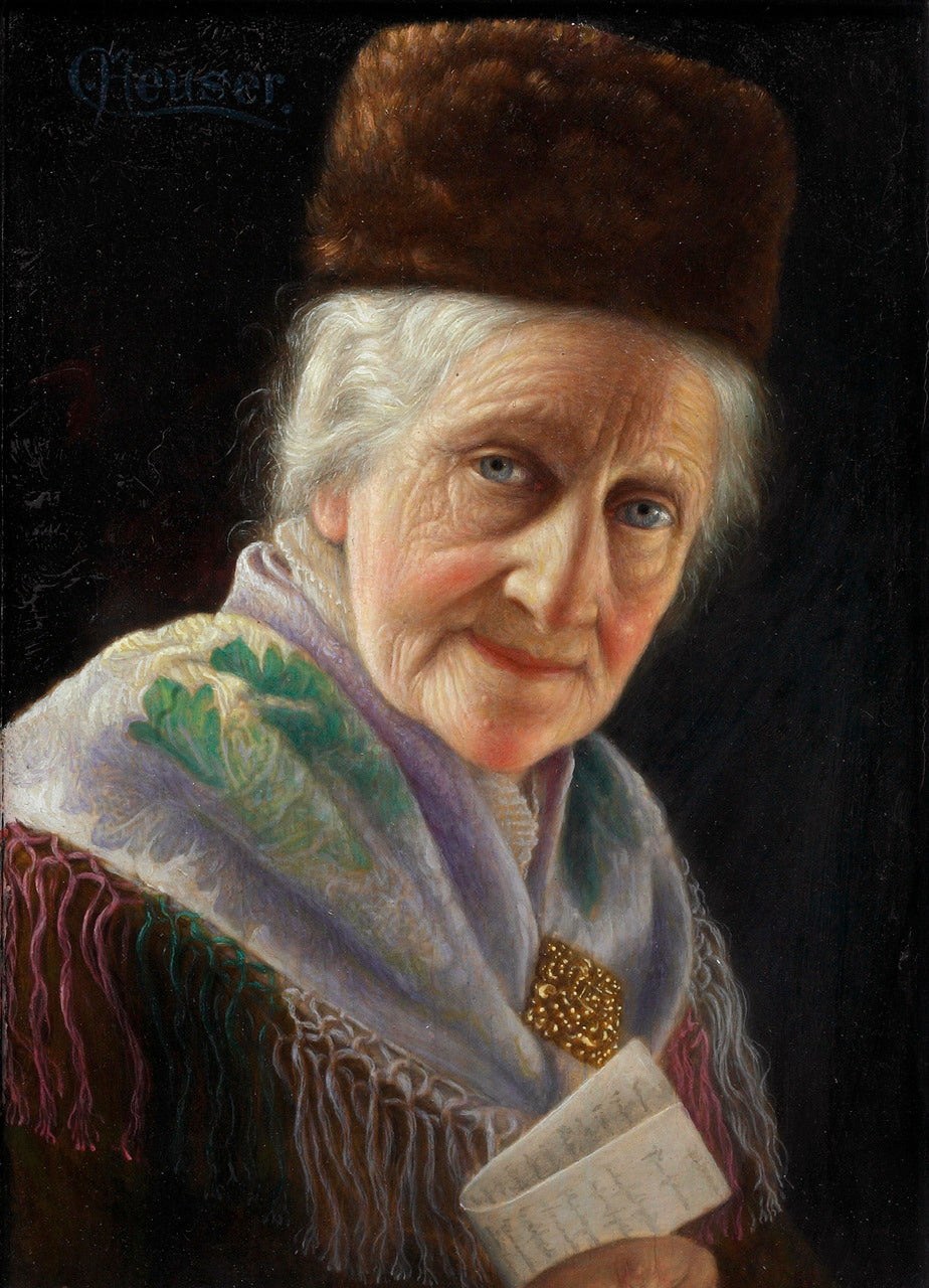 Portrait Of An Old Lady With Fur Hat by Christian Heuser,A3(16x12")Poster