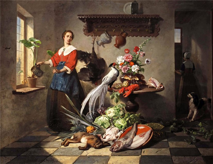 In the pantry, vintage artwork by Wilhelm Koller, 12x8" (A4) Poster