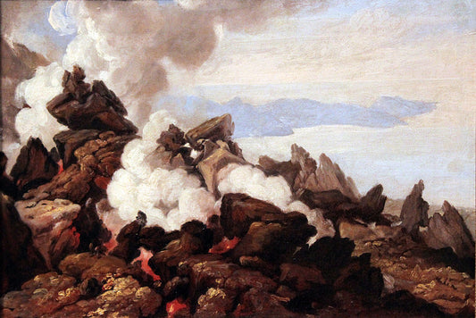 Crater of Vesuvius, vintage artwork by Franz Ludwig Catel, 12x8" (A4) Poster