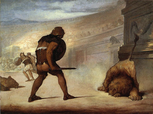 Lion in the Arena, vintage artwork by William Rimmer, A3 (16x12") Poster Print