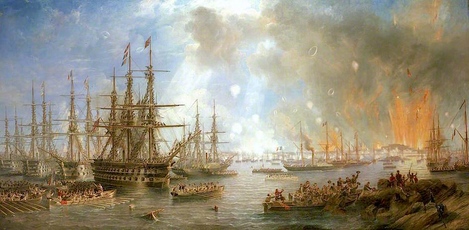 The Bombardment of Sveaborg, 9 August 1855, vintage artwork by John Wilson Carmichael, A3 (16x12") Poster Print