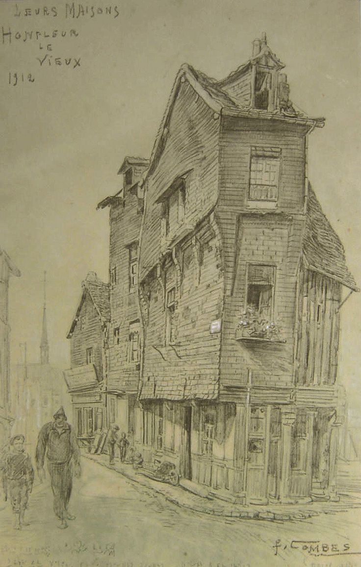 Honfleur le vieux - 'leurs maisons' by Fernand Combes,A3(16x12")Poster