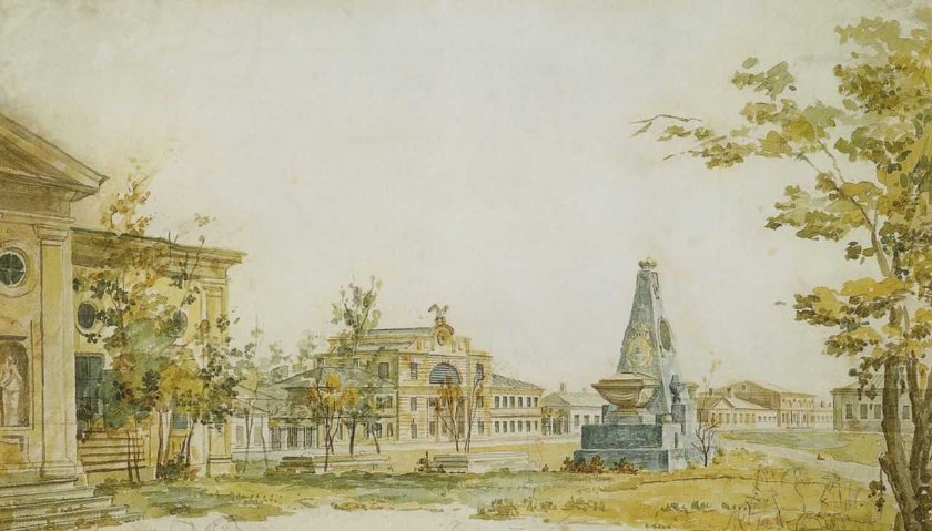 Town Square in Kherson, vintage artwork by Fedor Yakovlevich Alekseev, 12x8" (A4) Poster