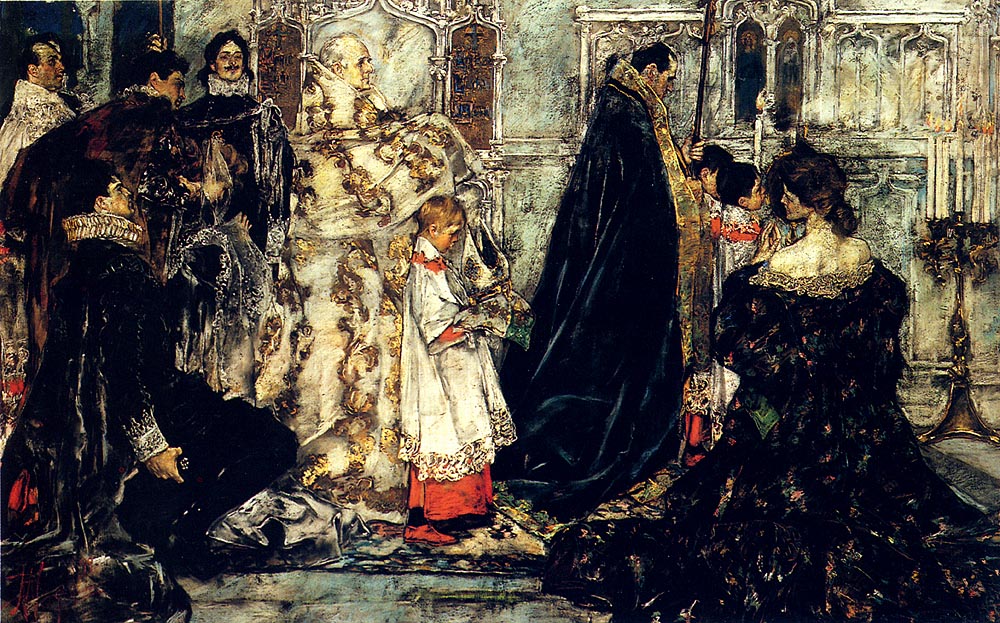 A Medieval Christmas – The Procession, vintage artwork by Albert Beck Wenzell, 12x8" (A4) Poster