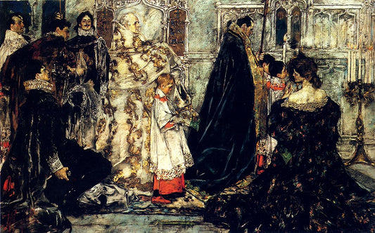 A Medieval Christmas – The Procession, vintage artwork by Albert Beck Wenzell, 12x8" (A4) Poster