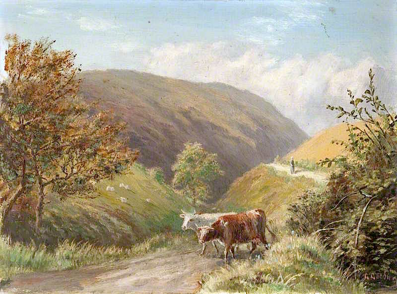 Looking Down Glen Rushen, Patrick, vintage artwork by George Goodwin, 12x8" (A4) Poster